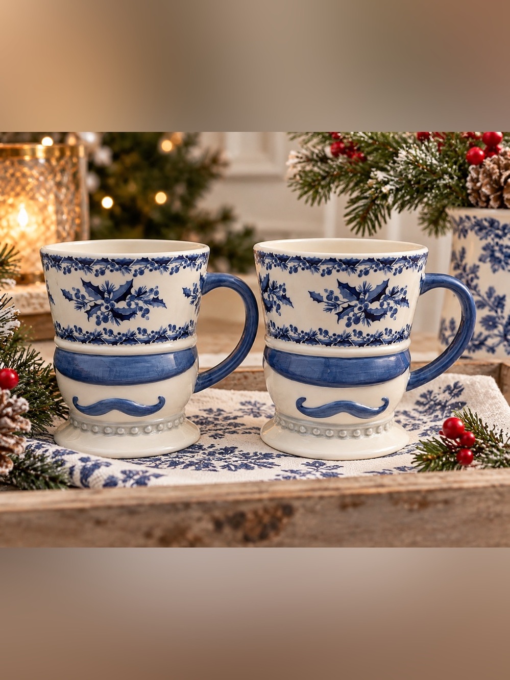 Southern Living Chinoiserie Christmas Blue Nutcracker Mugs Set of 2 Dillard’s